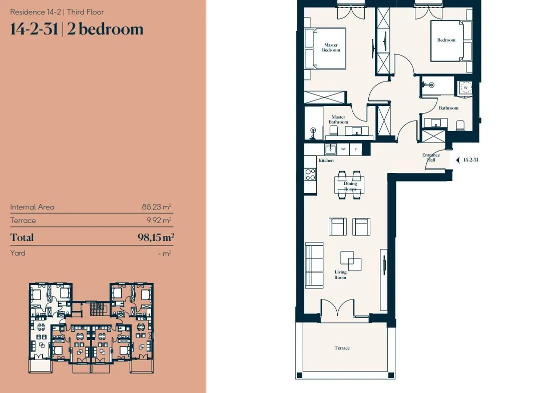Prodaja, dvosoban stan, 98m², Luštica, Tivat