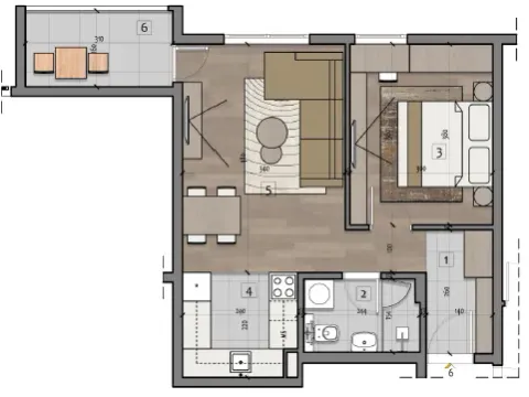 Sale, two bedroom apartment, 45m², Medijana, Niš - image 3