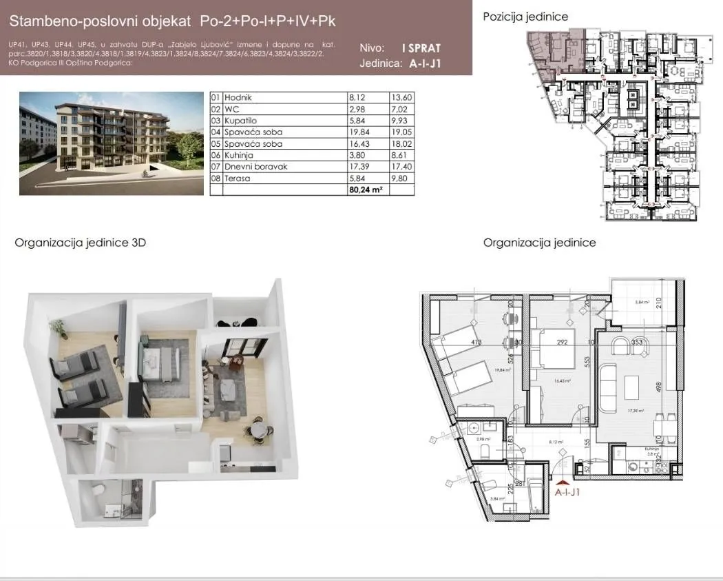 Prodaja, jednosoban stan, 50m², Ljubović, Podgorica