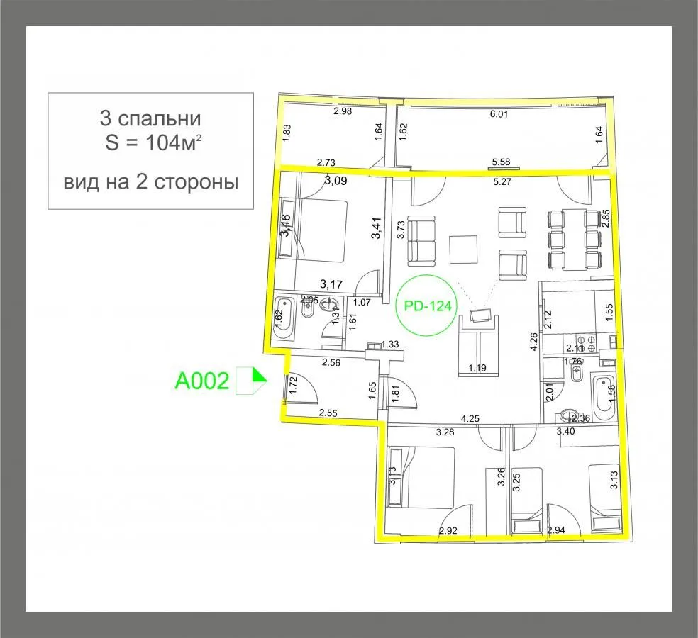 Sale, three bedroom apartment, 104m², Budva, Crna Gora