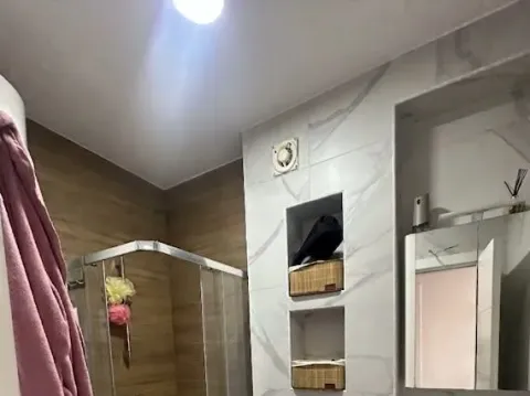 Savremeno opremljeno kupatilo sa tuš kabinom i mermernim pločicama. - image 7