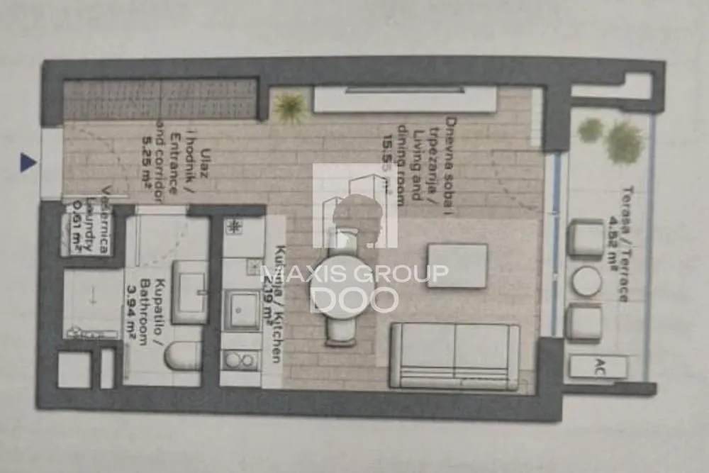 Sale, one bedroom apartment, 32m², Savski Venac, Beograd