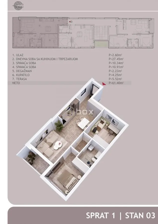 Prodaja, dvosoban stan, 61m², Palilula, Niš