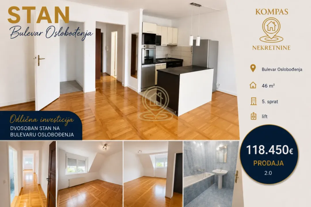 Prodaja, dvosoban stan, 46m², Bulevar Oslobodjenja, Novi Sad Sve Podlokacije