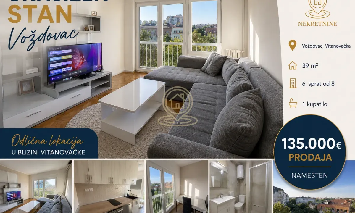 Sale, one bedroom apartment, 39m², Voždovac Sve Podlokacije, Beograd