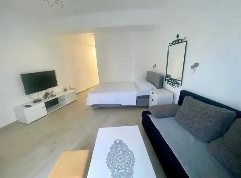 Prostrana dnevna soba sa garniturom, krevetom i televizorom. - image 5