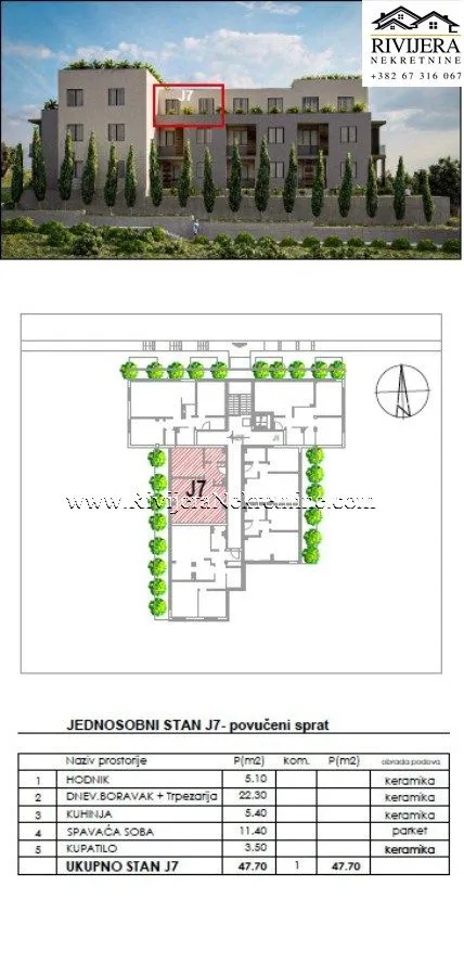 Prodaja, jednosoban stan, 61m², Dobrota, Kotor