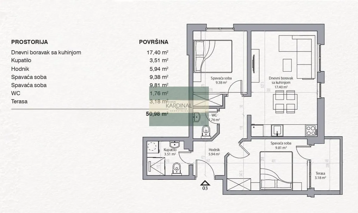 Prodaja, dvosoban stan, 50m², Levač, Jagodina