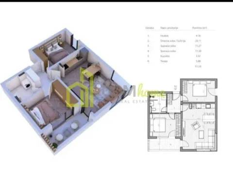 Sale, two bedroom apartment, 60m², Radanovići, Kotor - image 2