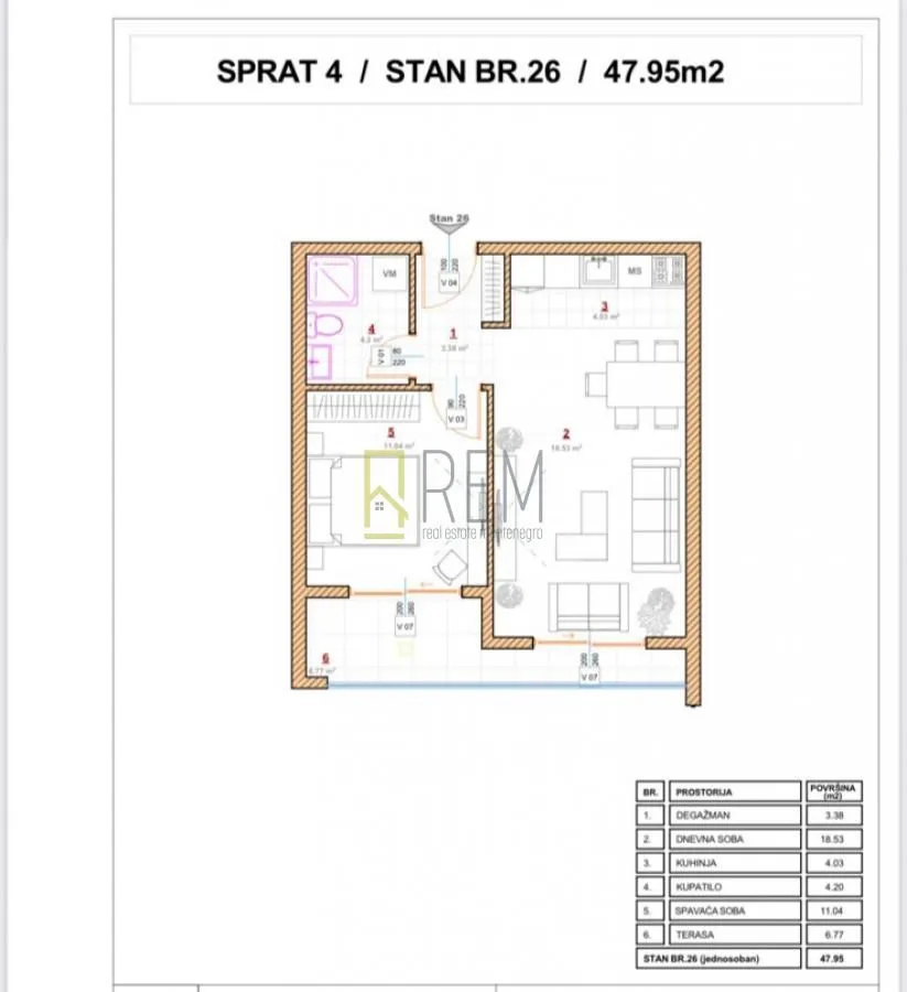 Sale, one bedroom apartment, 48m², Ulcinj, Crna Gora