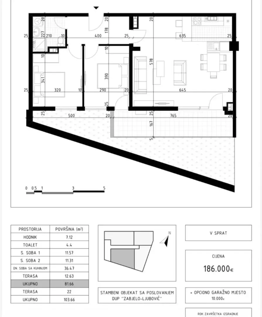 Prodaja, jednosoban stan, 104m², Zabjelo, Podgorica