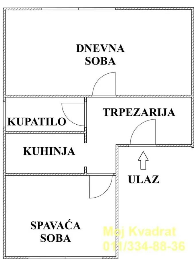 Sale, two bedroom apartment, 50m², Đeram Pijaca, Beograd