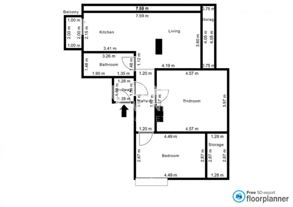 Sale, three bedroom apartment, 75m², Savski Venac, Beograd