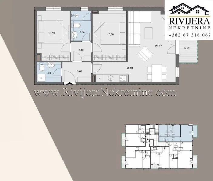 Sale, two bedroom apartment, 65m², Donja Lastva, Tivat