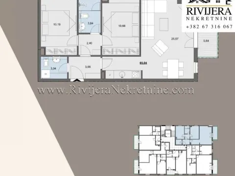 Prodaja, dvosoban stan, 65m², Donja Lastva, Tivat - image 6