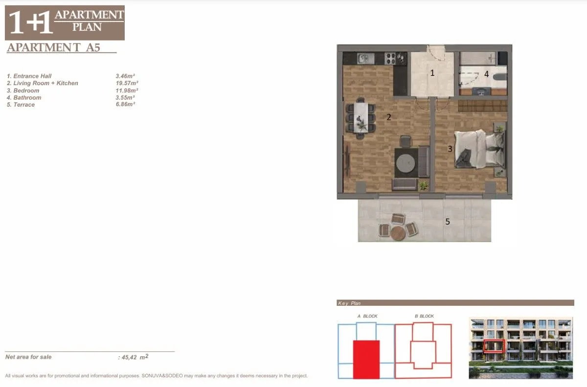 Prodaja, jednosoban stan, 45m², Baošići, Herceg Novi