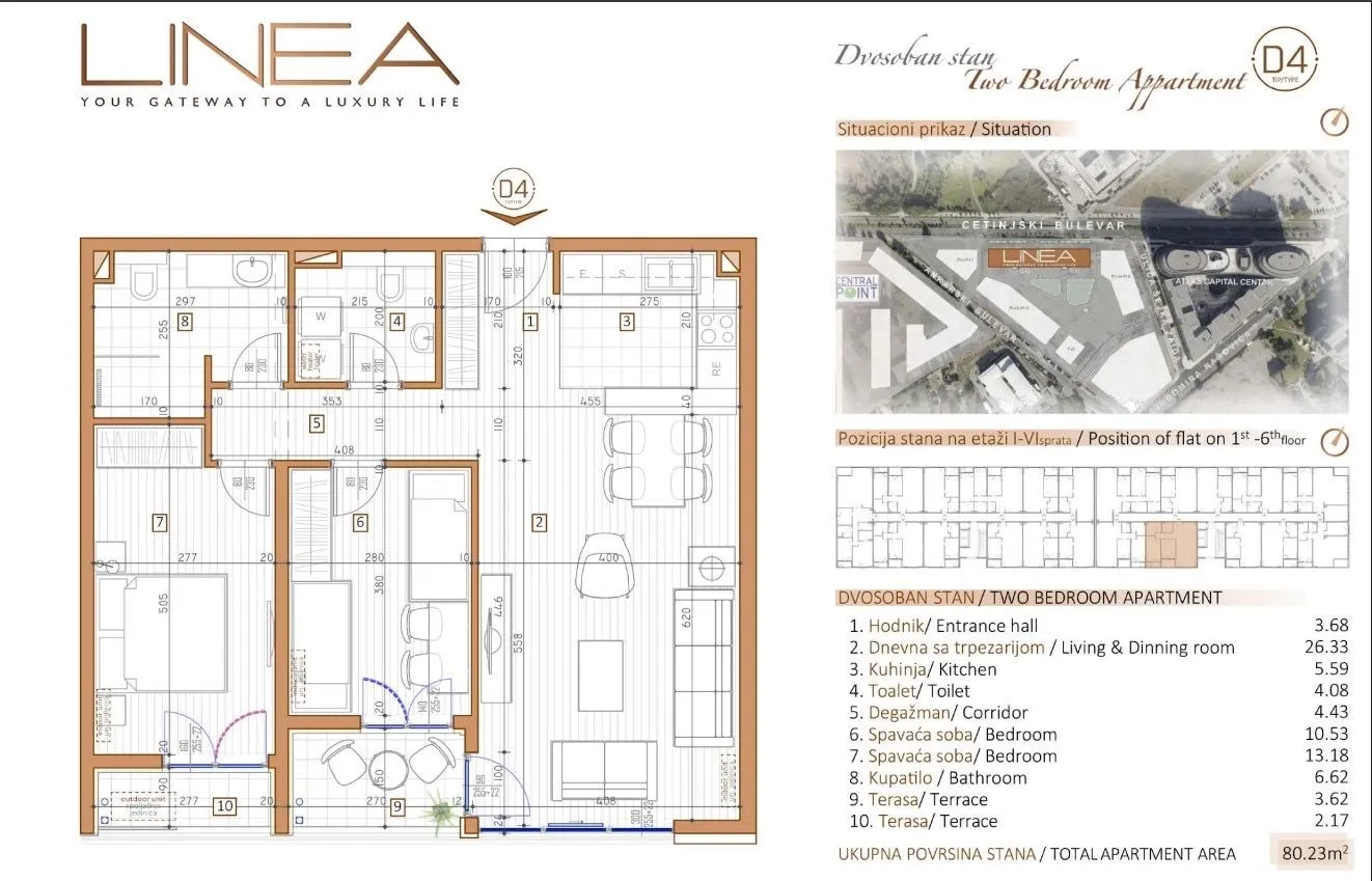 Rent, two bedroom apartment, 80m², Preko Morače, Podgorica
