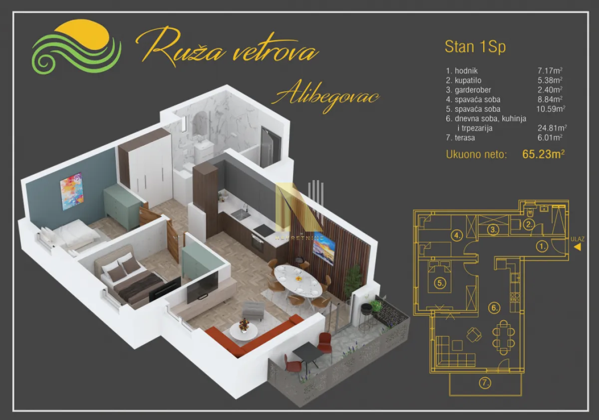 Prodaja, trosoban stan, 65m², Alibegovac, Petrovaradin