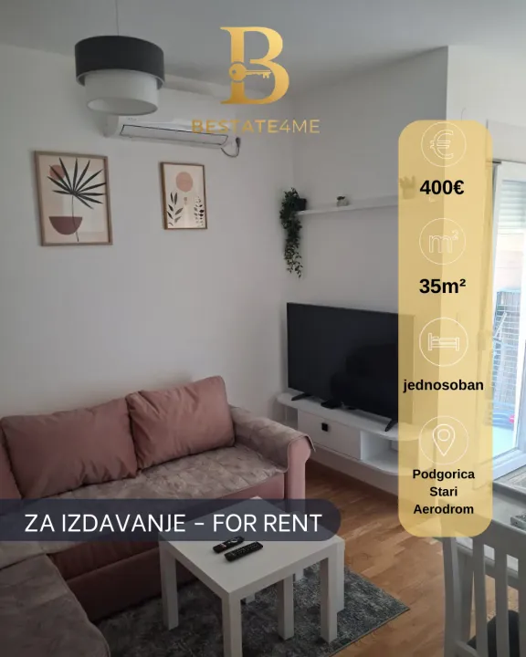 Rent, one bedroom apartment, 35m², Zabjelo, Podgorica