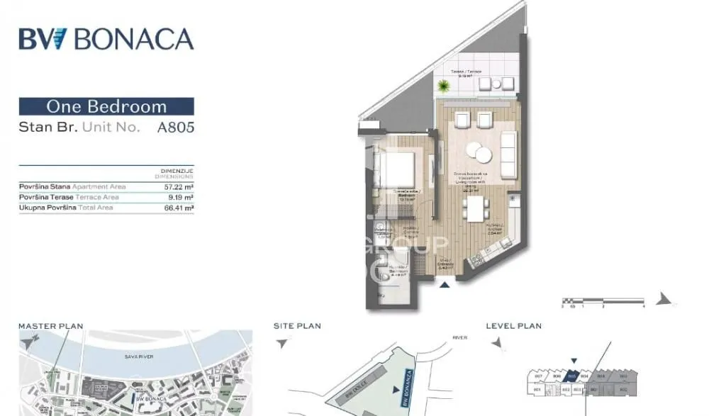 Sale, two bedroom apartment, 66m², Savski Venac, Beograd