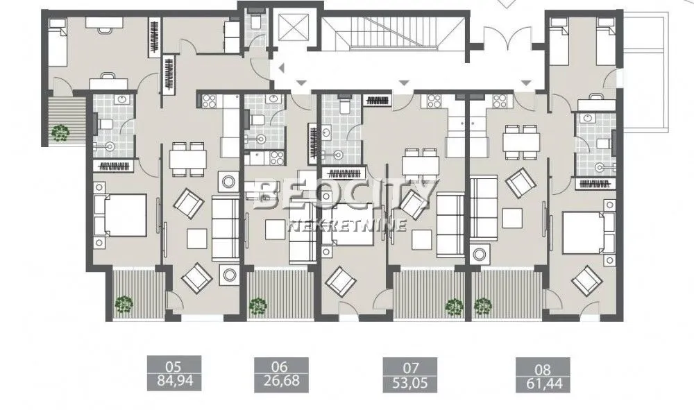 Sale, two bedroom apartment, 53m², Centar, Tivat
