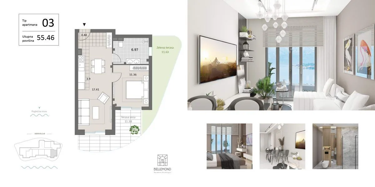 Sale, one bedroom apartment, 69m², Bečići, Budva