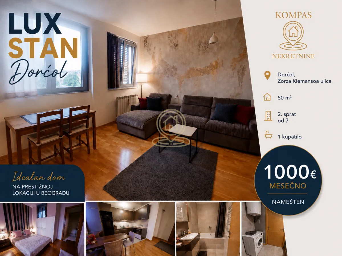 Rent, two bedroom apartment, 50m², Stari Grad, Beograd