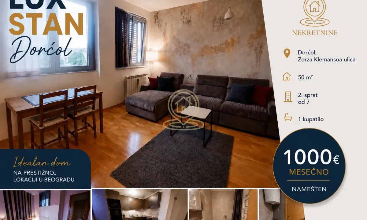 Rent, two bedroom apartment, 50m², Stari Grad, Beograd