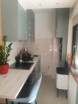 Manja kuhinja sa elementima u sivoj boji i ugrađenom pločom za kuvanje. - image 3