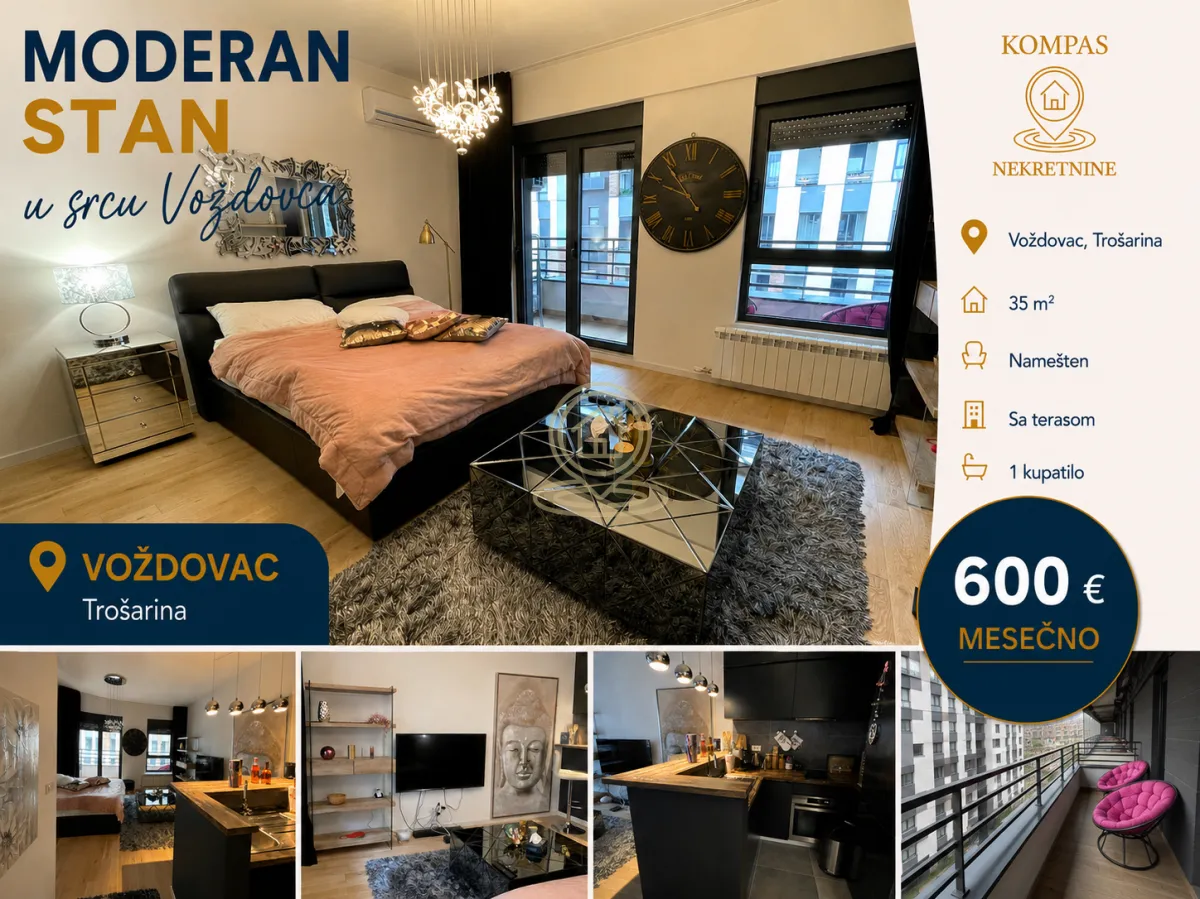 Rent, one bedroom apartment, 35m², Trošarina, Voždovac Sve Podlokacije