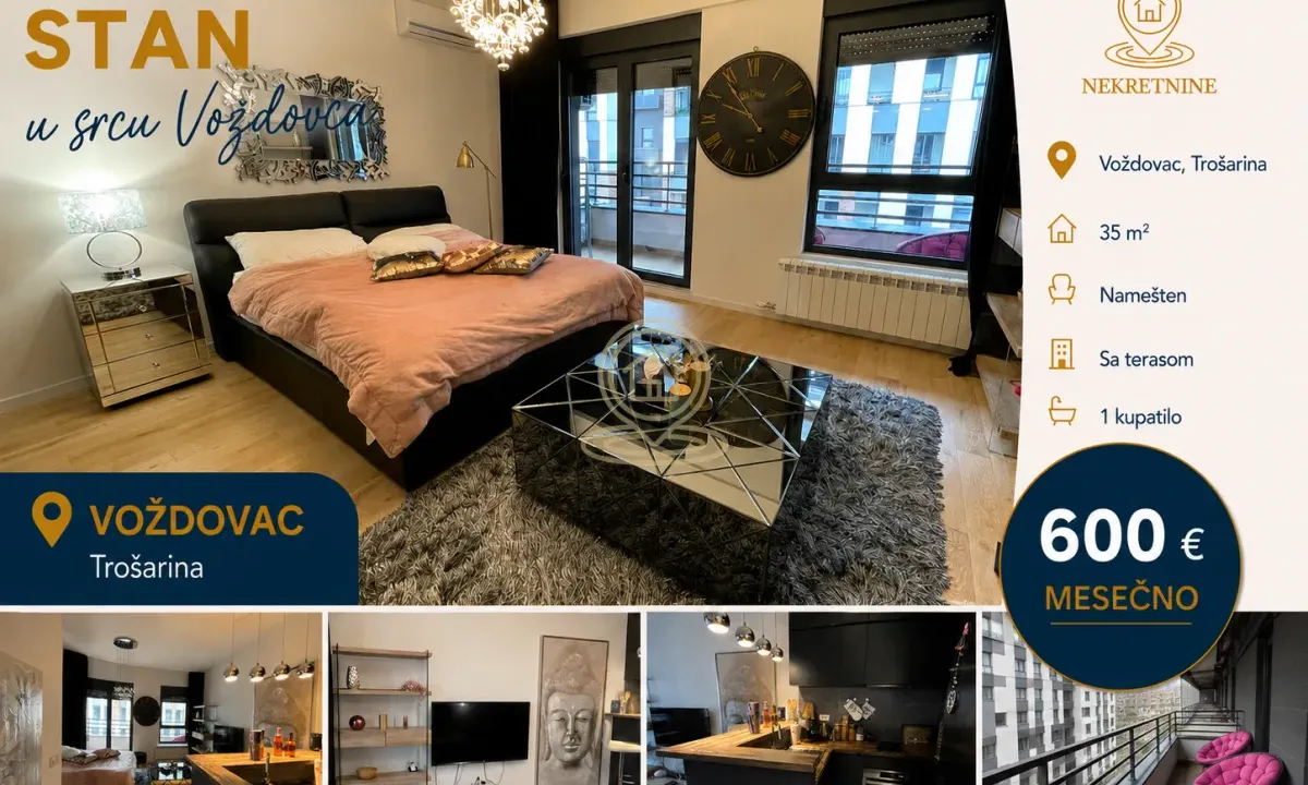 Rent, one bedroom apartment, 35m², Trošarina, Voždovac Sve Podlokacije