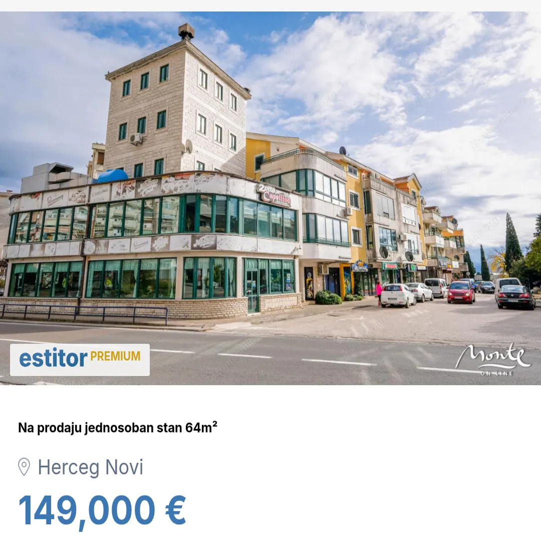 Prodaja, jednosoban stan, 64m², Bijela, Herceg Novi