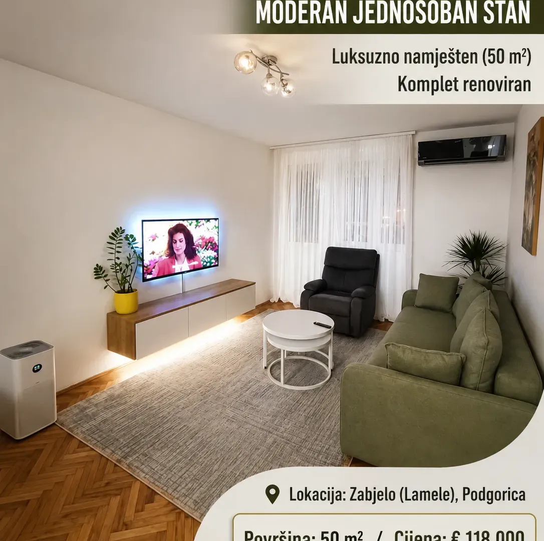 Sale, one bedroom apartment, 50m², Zabjelo, Podgorica