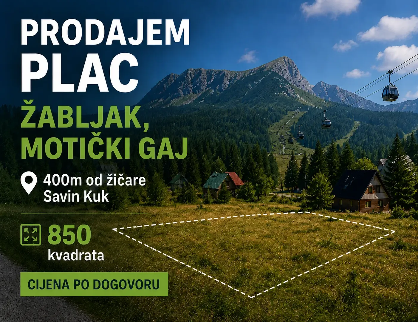 Prodaja, plac, 850m², Motički gaj, Žabljak