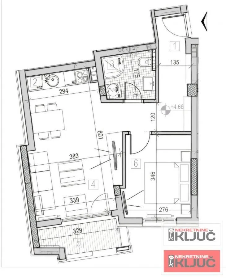 Sale, two bedroom apartment, 45m², Podbara, Novi Sad Sve Podlokacije