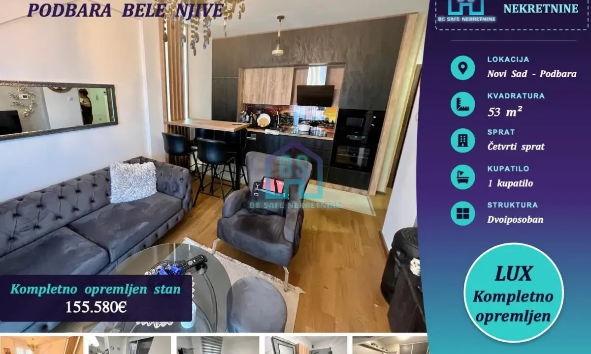 Sale, two bedroom apartment, 53m², Podbara, Novi Sad Sve Podlokacije