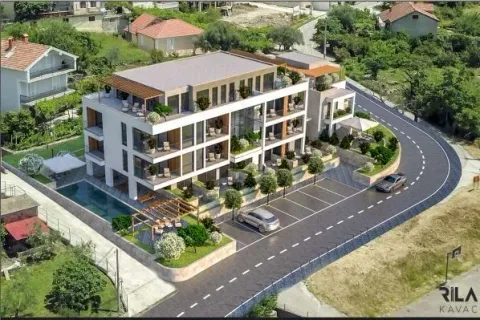 3D render moderne stambene zgrade sa bazenom i parkingom. - image 2