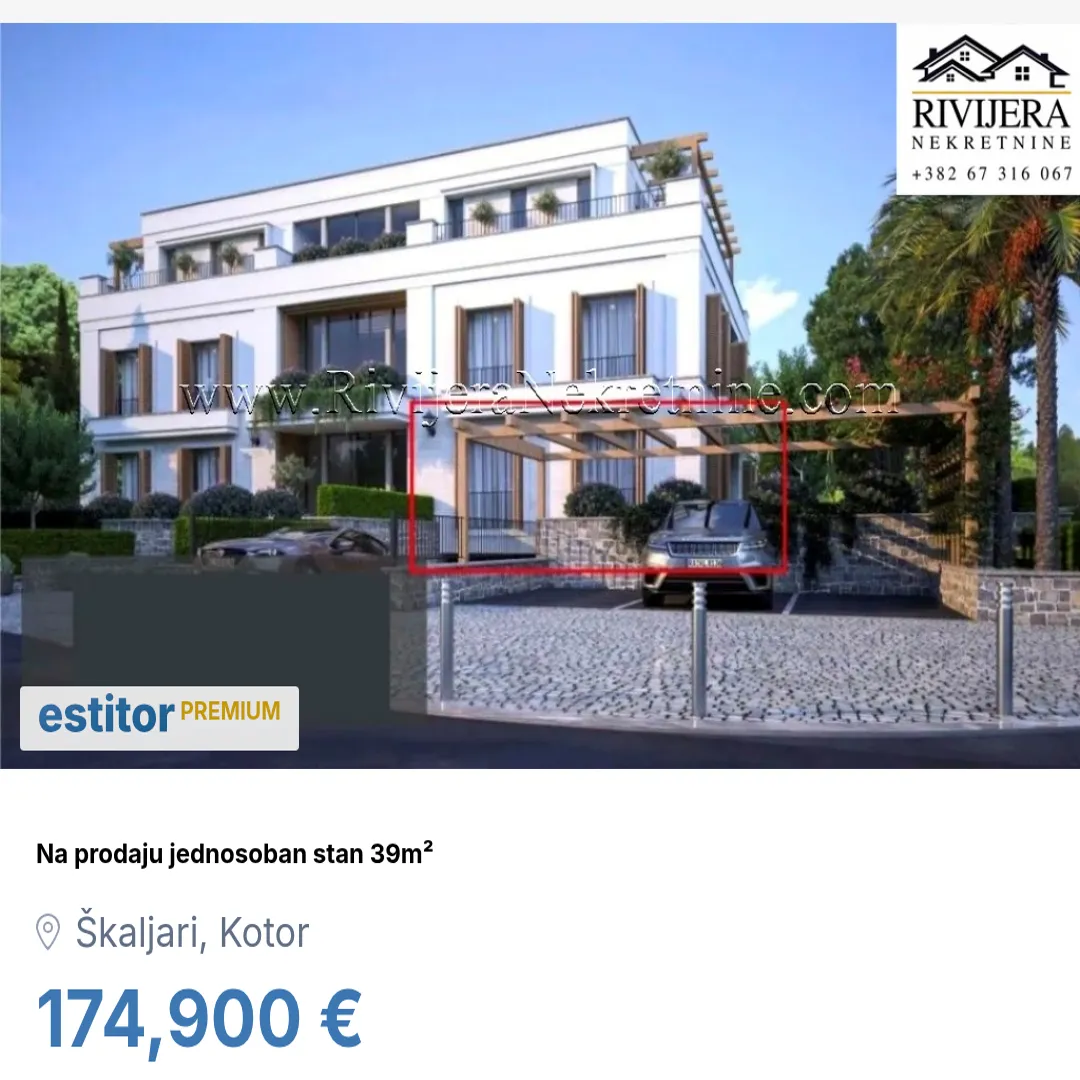 Prodaja, jednosoban stan, 39m², Škaljari, Kotor