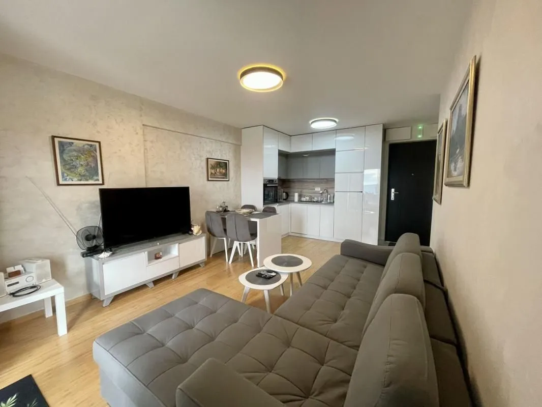 Living room connected with the kitchen and dining area.