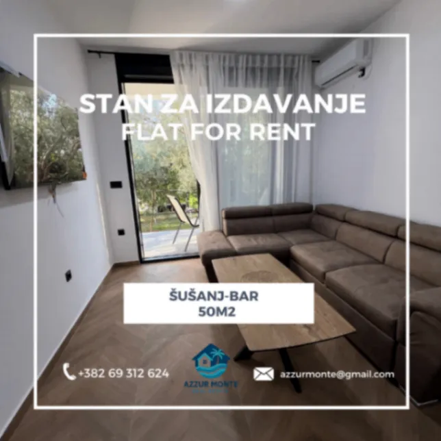 Izdavanje, jednosoban stan, 50m², Šušanj, Bar