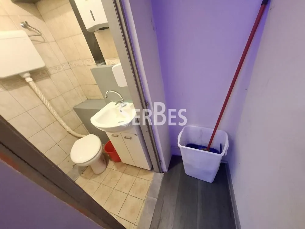 View of the bathroom with sanitary fixtures and tiles.