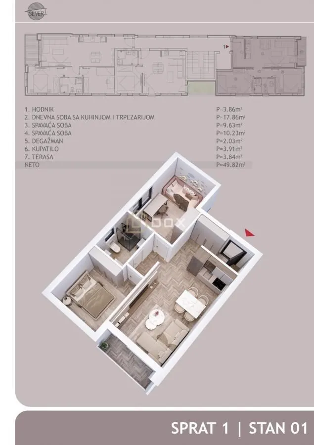 Prodaja, dvosoban stan, 49m², Palilula, Niš