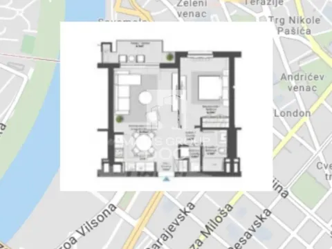 Sale, two bedroom apartment, 55m², Savski Venac, Beograd - image 4