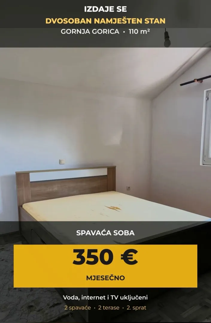 Spavaća soba sa bračnim krevetom.