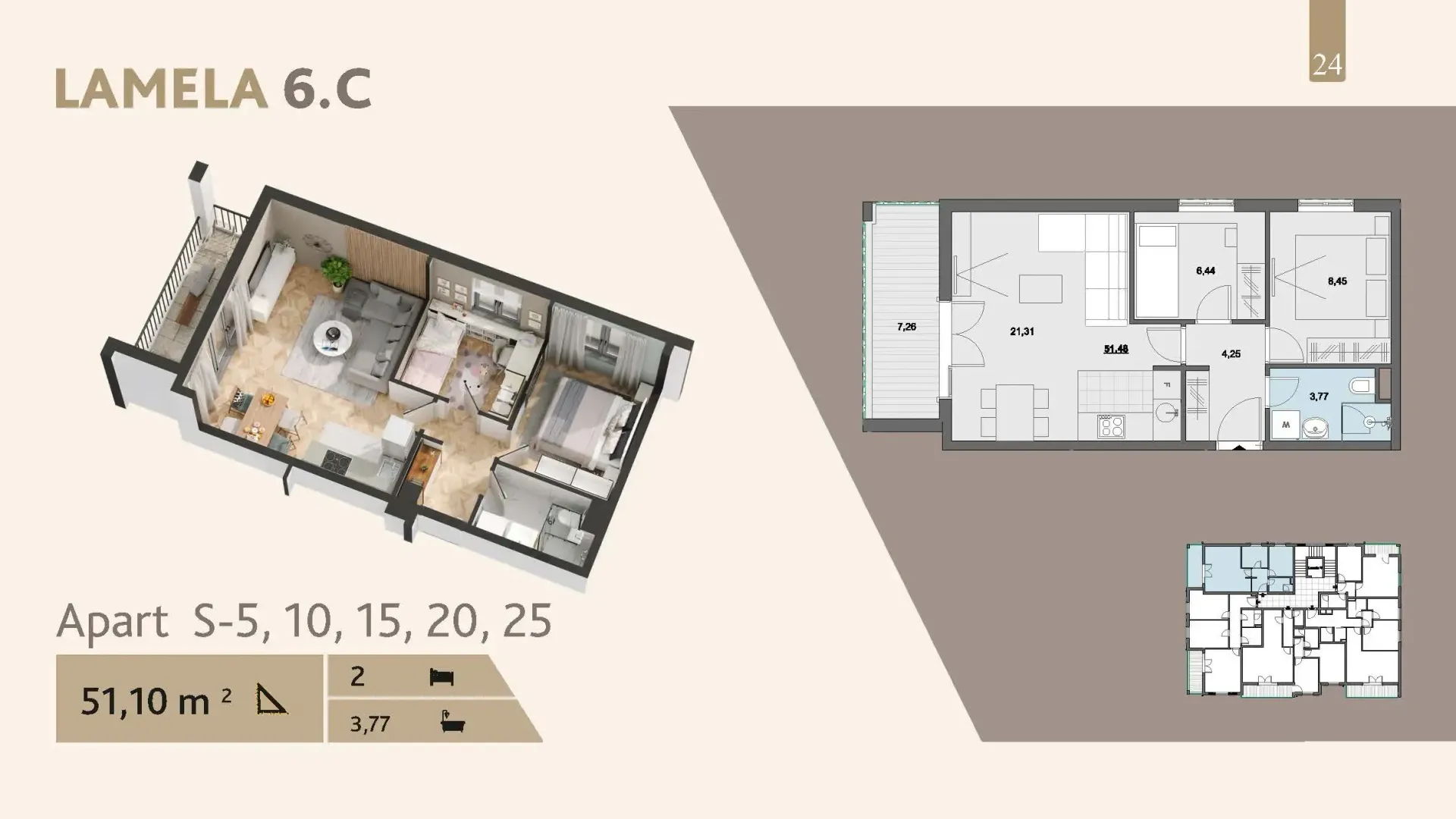 Sale, apartment, 61m², Tivat, Crna Gora