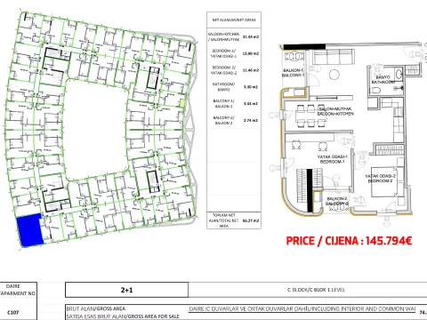 Sale, two bedroom apartment, 66m², Ilino, Bar - image 6