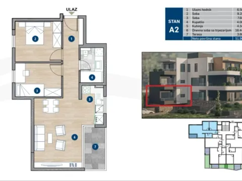 Prodaja, dvosoban stan, 52m², Dobrota, Kotor - image 2