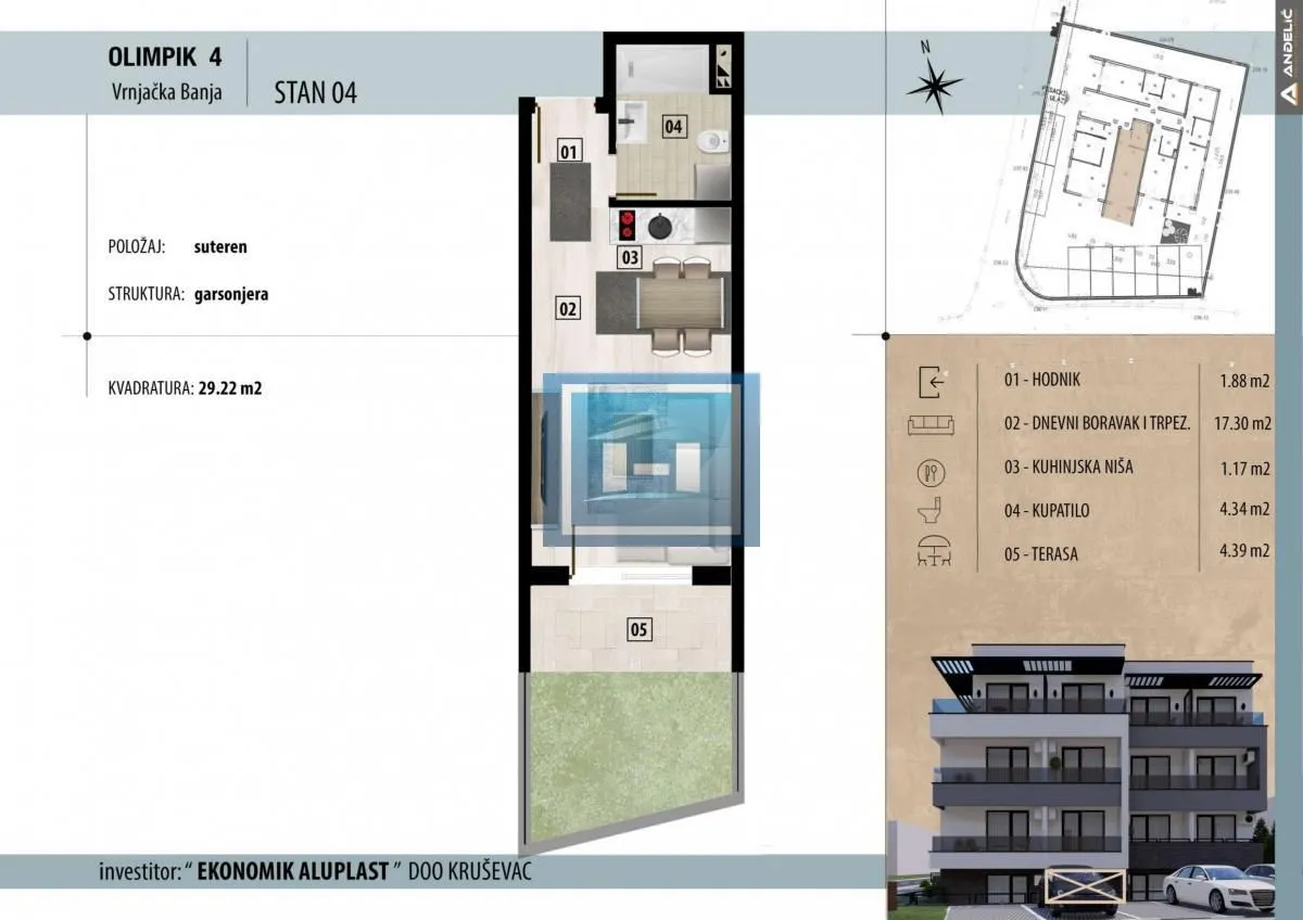 Prodaja, garsonjera, 29m², Vrnjačka Banja, Srbija