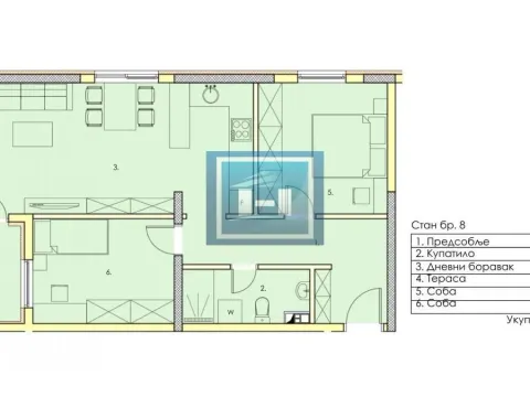 Sale, two bedroom apartment, 59m², Centar, Jagodina