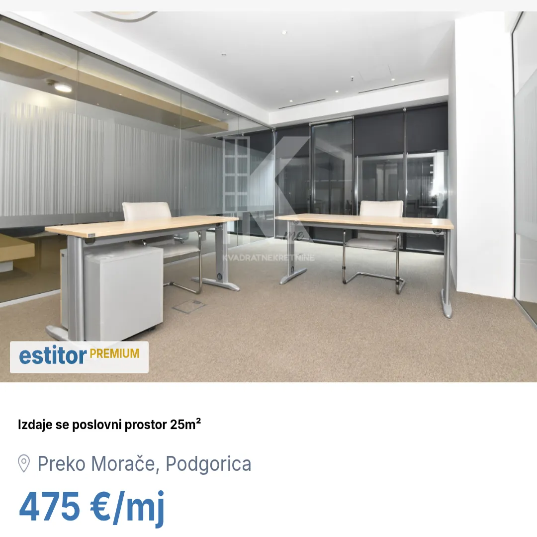 Izdavanje, poslovni prostor, 25m², Preko Morače, Podgorica